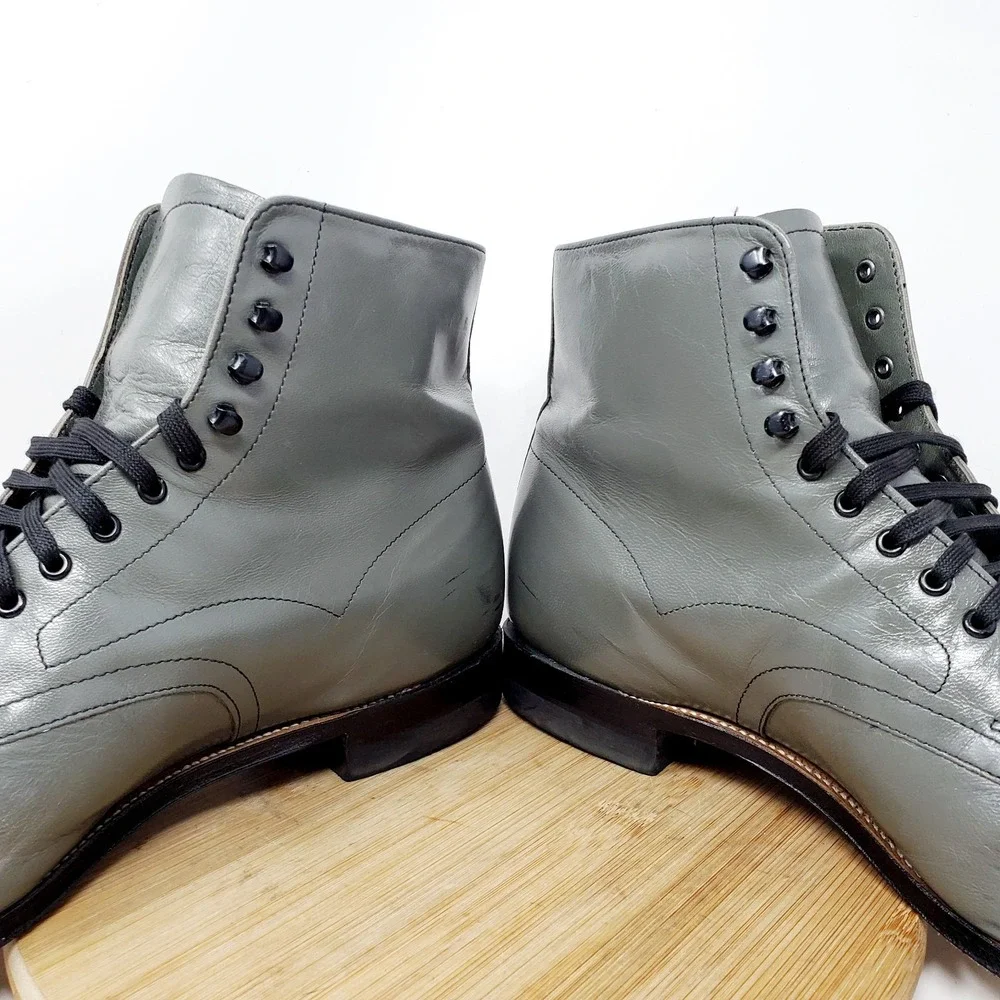 Stacy Adams Madison Boots Mens 11 E Grey Leather Cap‎ Toe Dress Ankle Shoes